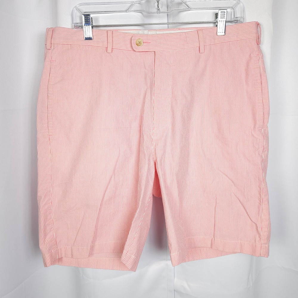 Peter Millar Pink White Stripe Chino Shorts Mens Size 34‎ Pima Cotton